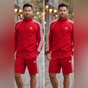 Adidas Red and White Track 3pc Suit